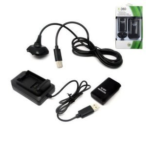 Pack - Batterie 4800 mAh + Chargeur + Cable Pour Manette Xbox 360 - Noir