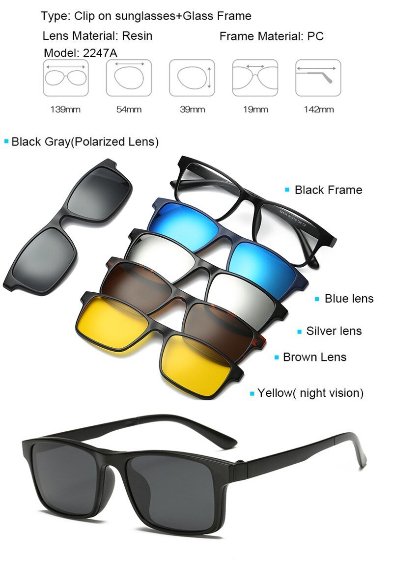 PACK - Lunette 6 en 1 - 2202A - Optique / Soleil / Nuit – Image 3