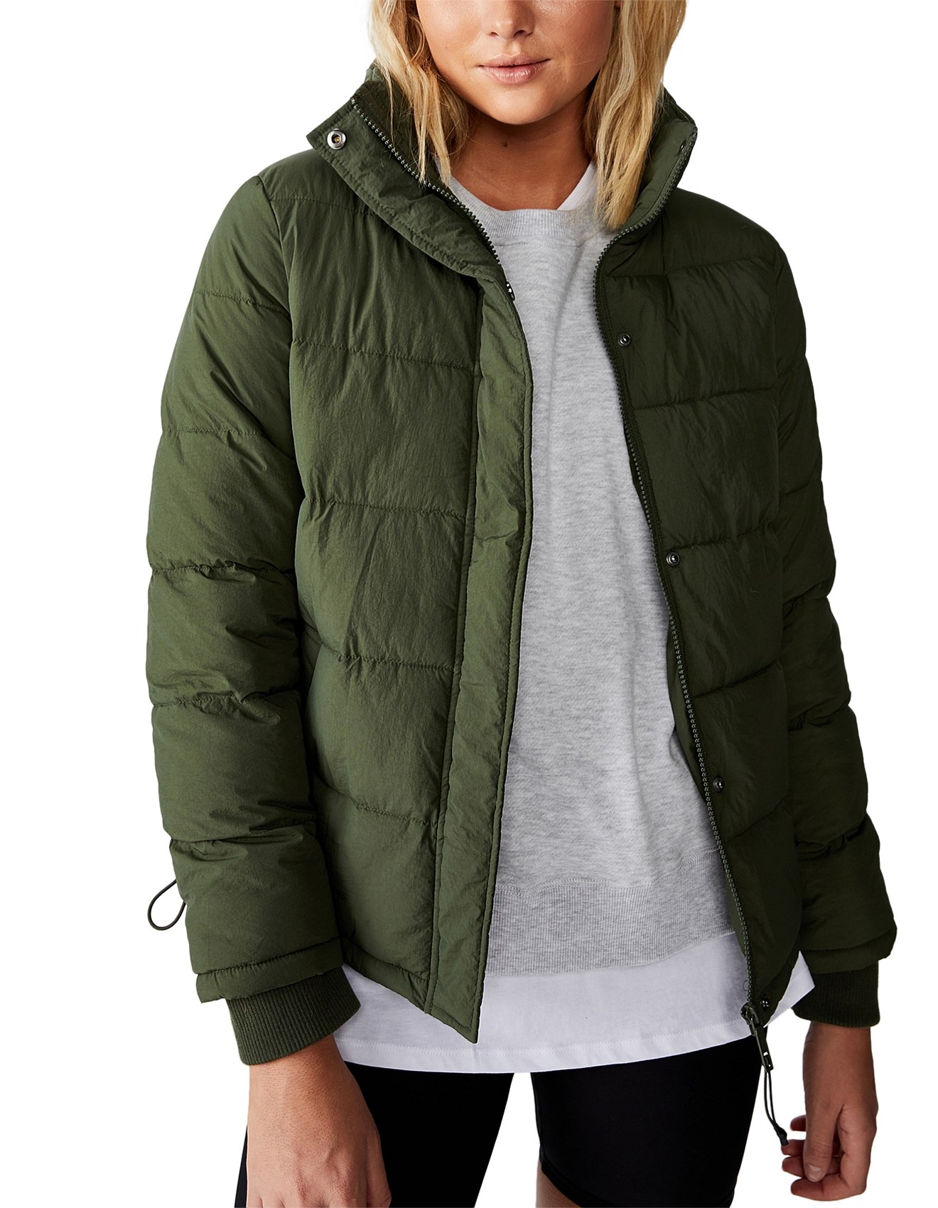 cotton on khaki puffer jacket