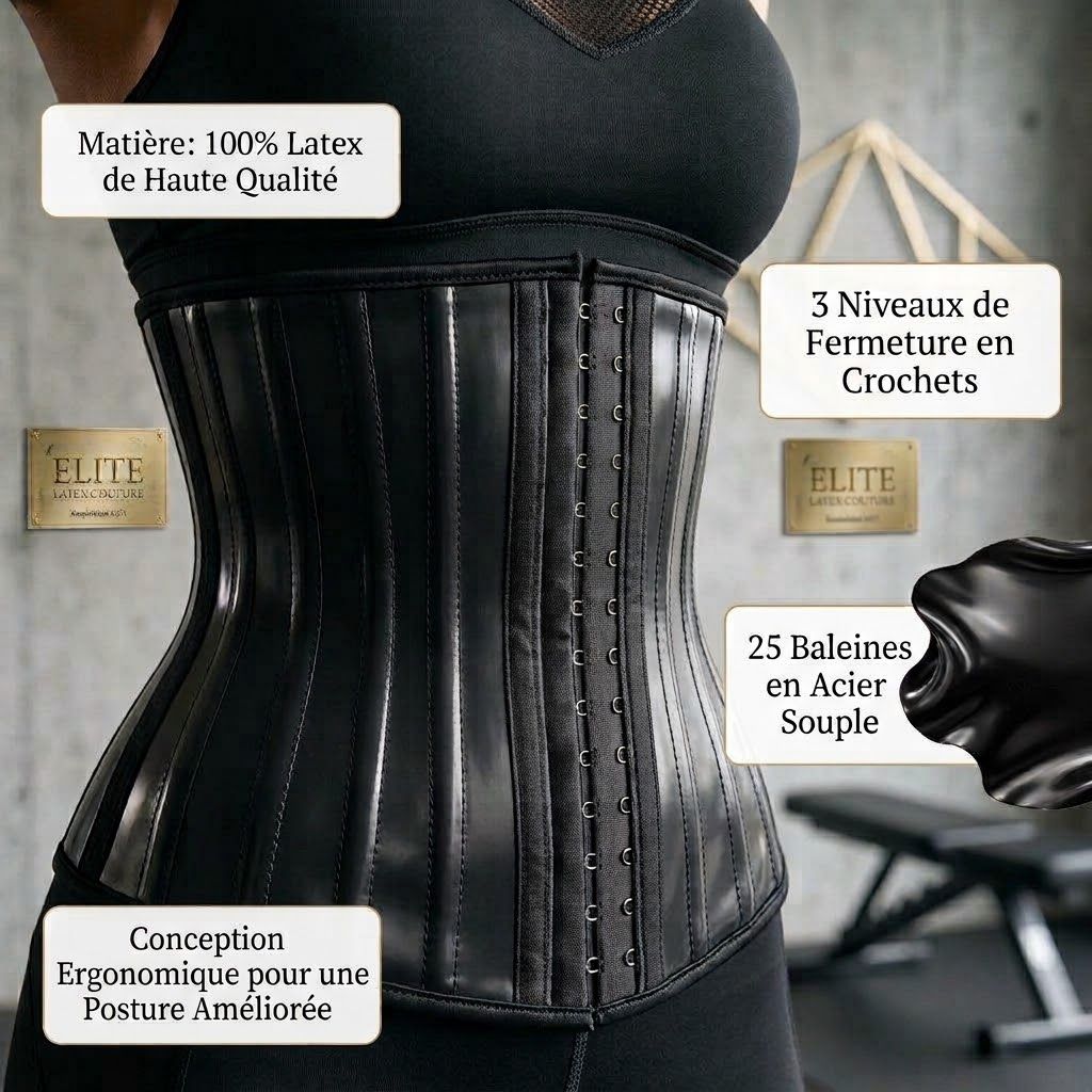 Gaine Amincissante En Latex - A Crochets - ST-7040 - Noir