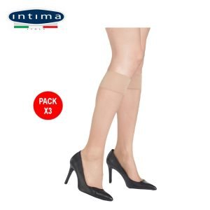 Pack 6 PAIRE Mi-bas -  en Elasthanne - mat - pointes renforcées - Intima italian style - Beige
