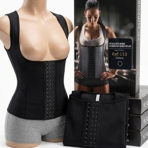 Corset Minceur YC Support 153 - Latex - Gaine Amincissant - Bretelles - Noir