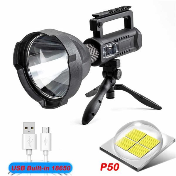 Lampe Torche Led - Powerbank - 10W  - 4Modes De Lumiers - Noir