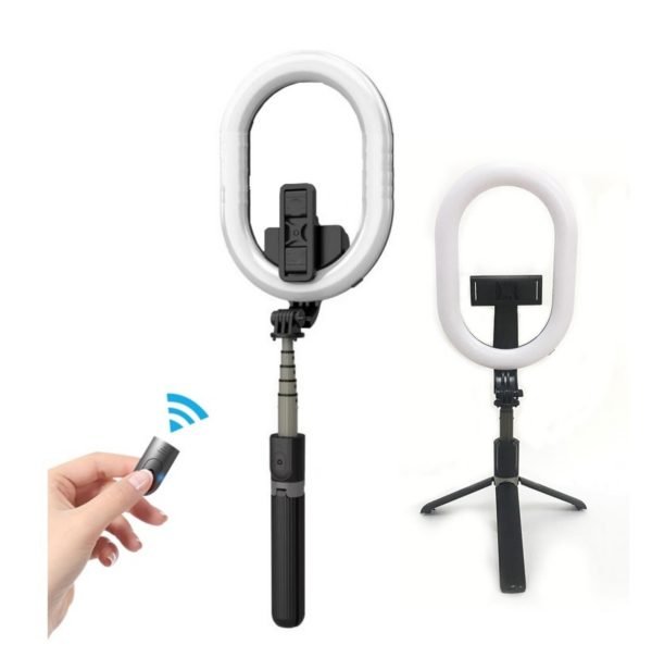 PARTAGEZ CE PRODUIT   Selfie Stick Ring Light Bluetooth Pour Selfie - A8 - Support Téléphone - Noir