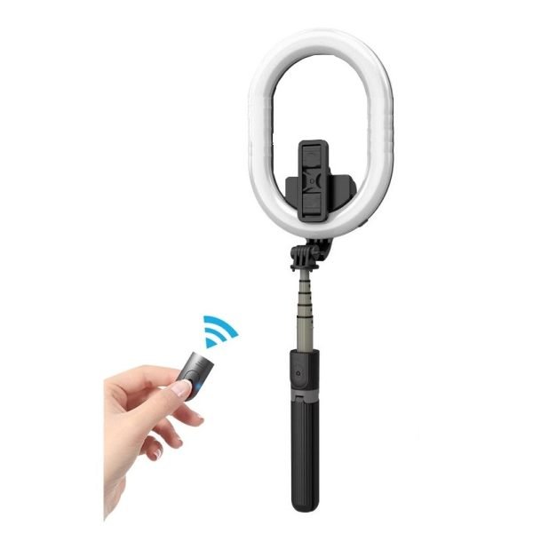 PARTAGEZ CE PRODUIT   Selfie Stick Ring Light Bluetooth Pour Selfie - A8 - Support Téléphone - Noir – Image 2
