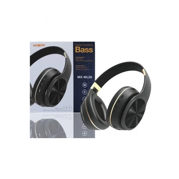 Casque Stereo - Moxom - Mx Wl05 - Sans Fil - Micro Sd - Noir/Gold – Image 3