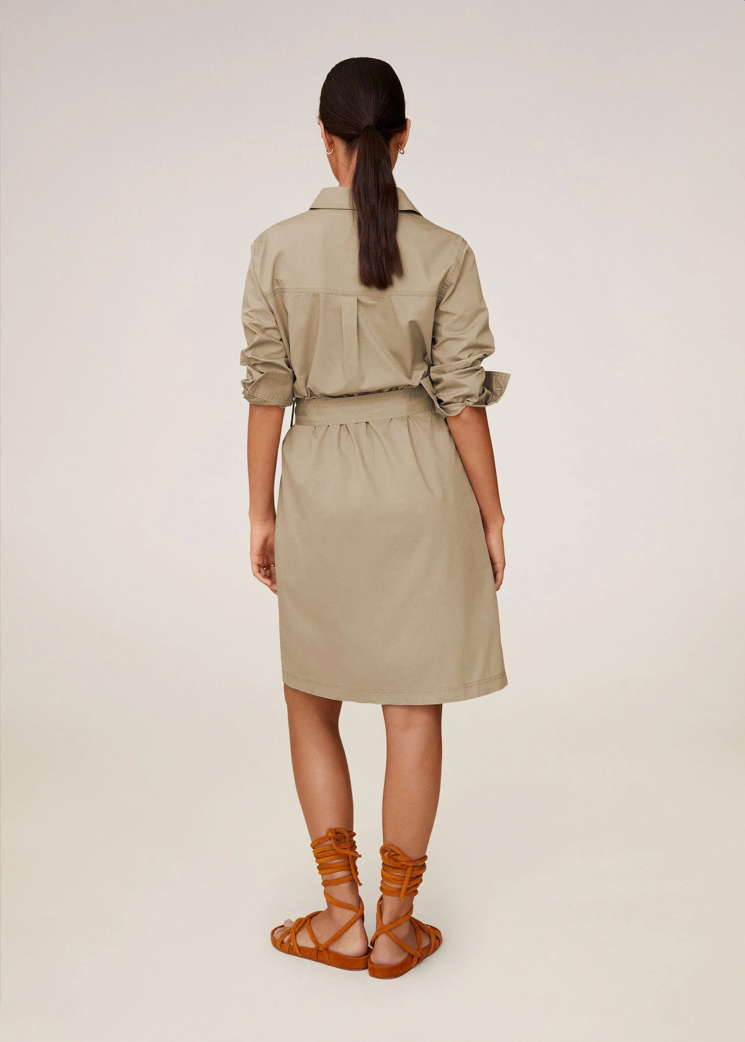 Robe Chemisier Mango Avec Ceinture - 17696 - Beige – Image 2