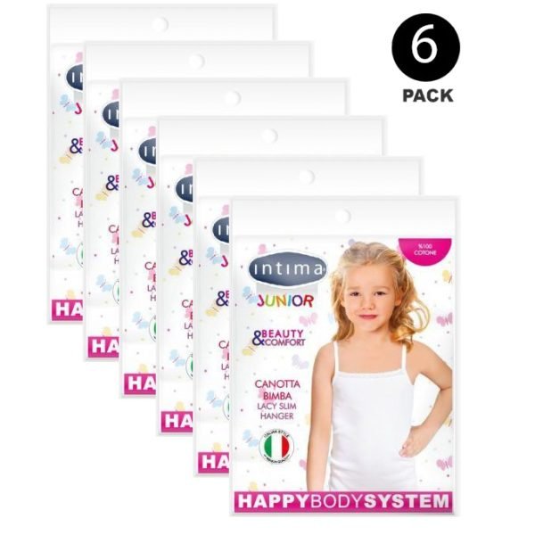 Pack 6 Tricot De Peau Filles - Bretelles Intima italian style - 100 % Coton