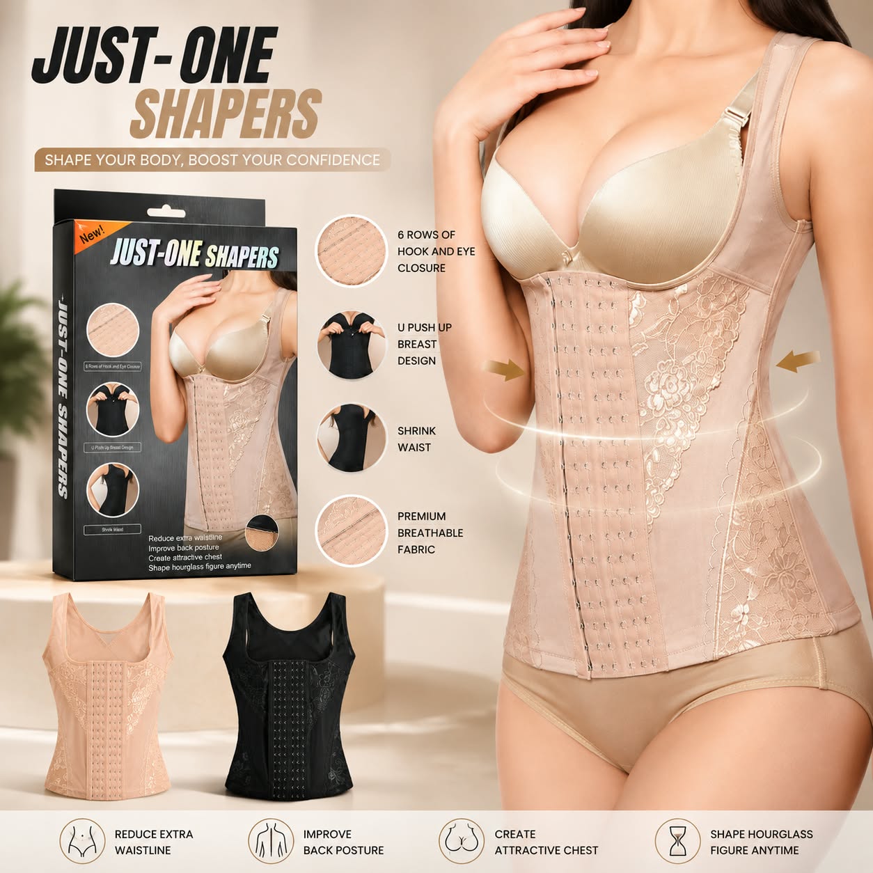 Gaine - Corset Avec Bretelle - Just-One Shapers - En dentelle - W-1201 - Beige
