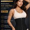 Corset – Gaine Amincissante Latex- A Boutons Crochets  & Zippé – ST-7058 – Noir