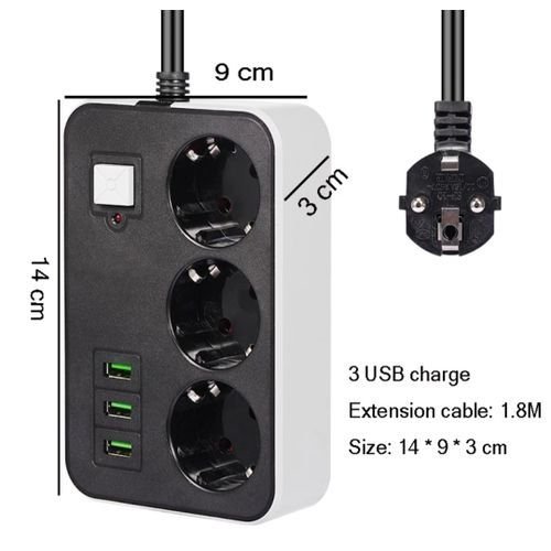 Smart Power Rallonge Multiples Prise Smart Power 3 Usb - noir – Image 3