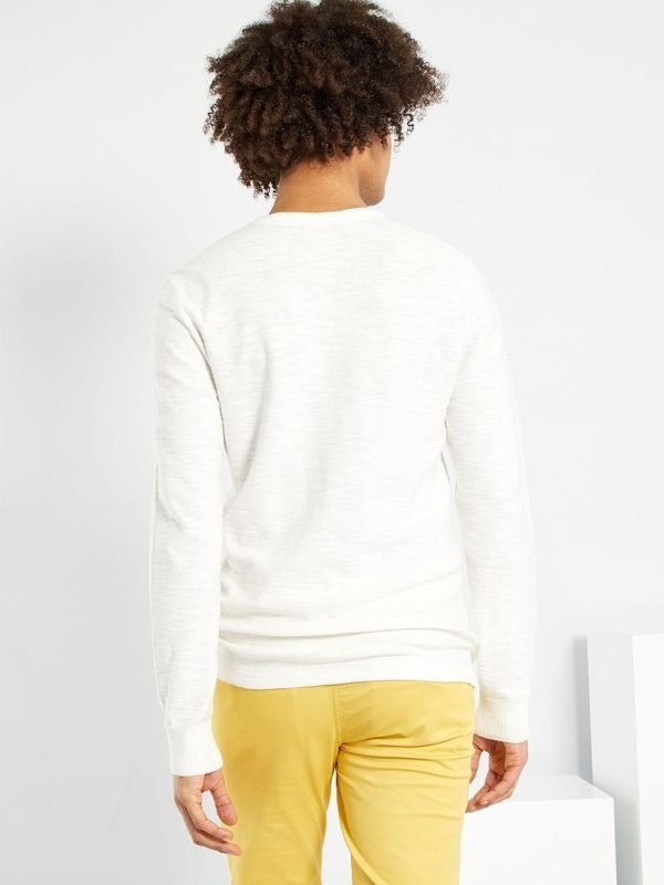 Pull Kiabi – Slim Col Tunisien – XZ721 – Blanc – Image 3