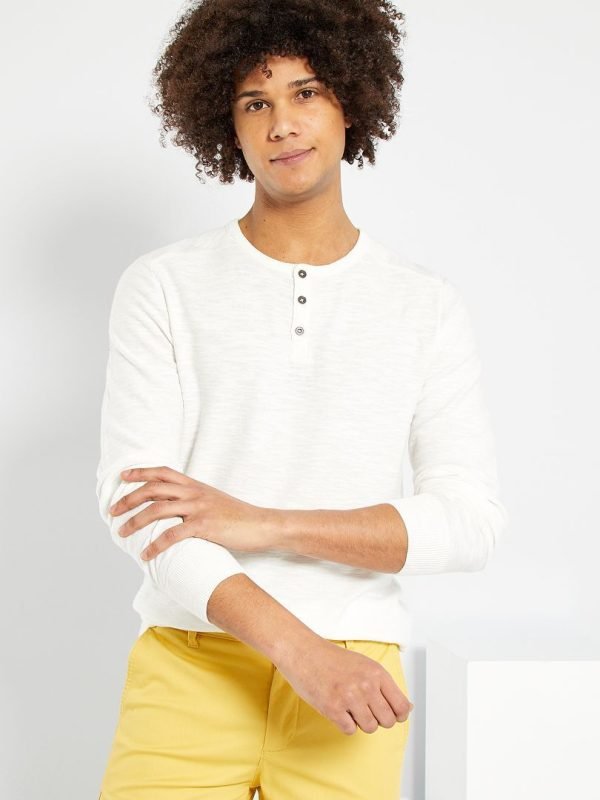 Pull Kiabi – Slim Col Tunisien – XZ721 – Blanc – Image 2