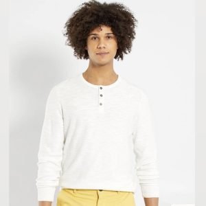 Pull Kiabi – Slim Col Tunisien – XZ721 – Blanc
