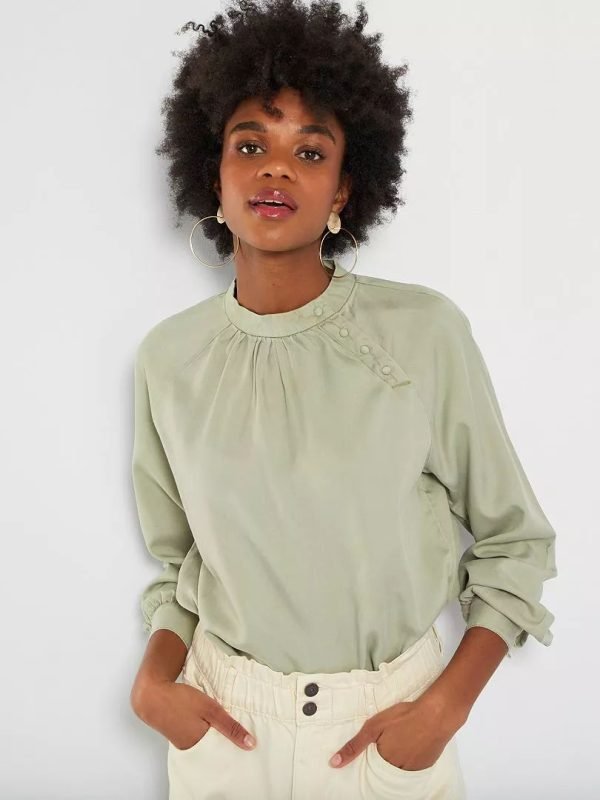 Chemise - Blouse - KIABI - manches longues -xx622 - kaki clair – Image 4