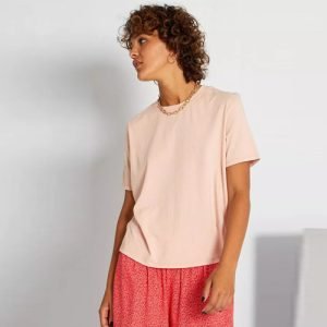 T-shirt - KIABI -  en coton délavé - femme -YE033 - Rose