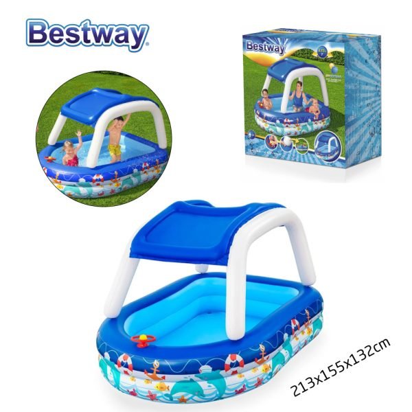 Piscine Gonflable Avec Auvent - 2.13×1.55 X1.32 - Bestway - 54370