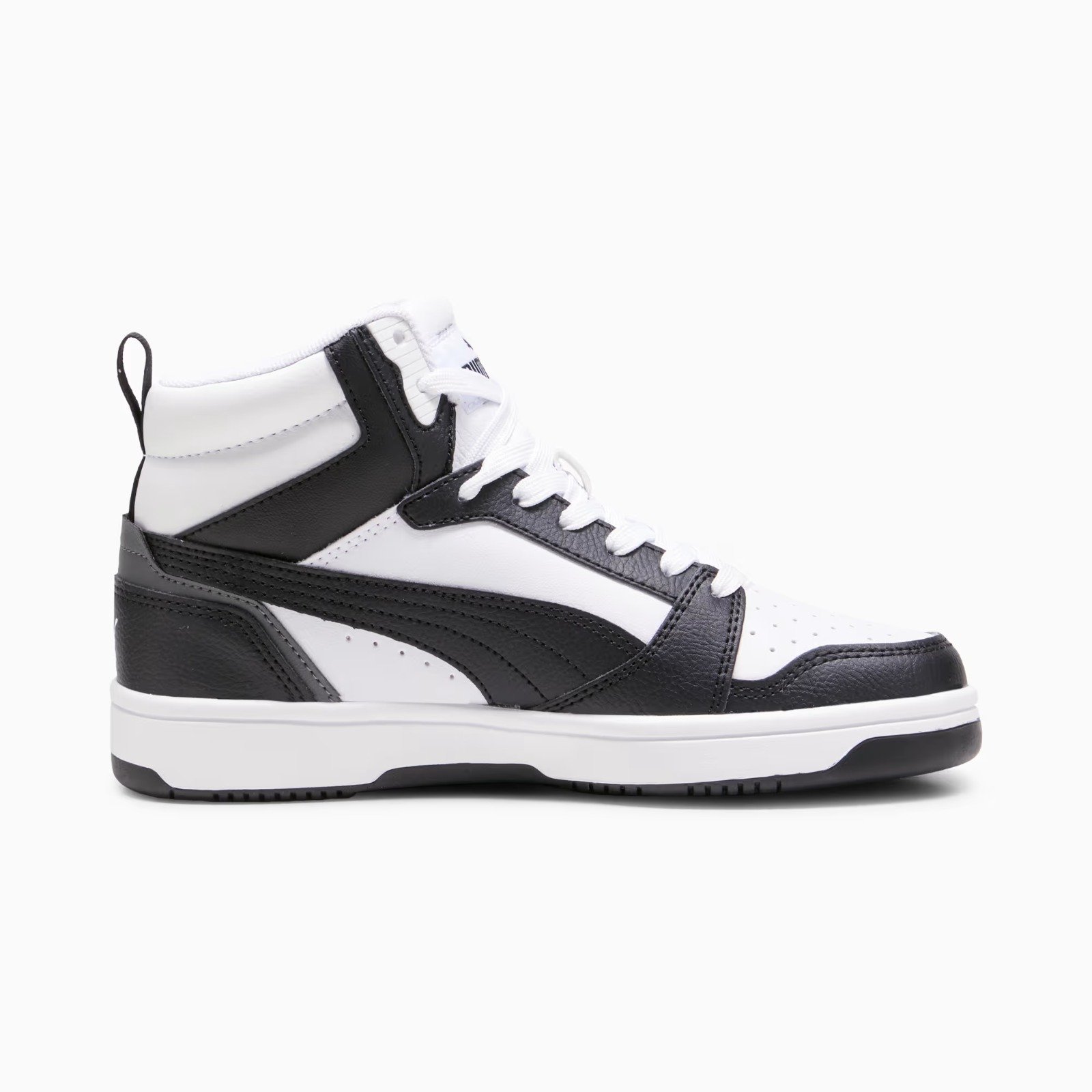 Basket Puma Montante – 01 Rebound V6 Mid Jr – 39383101 – White Black-Shadow Gray 5