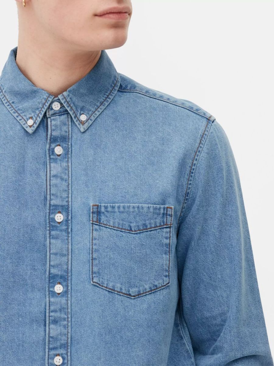 Chemise Primark - En Jean à Manches Longues - Bleu – Image 4