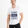 T-Shirt Pour Homme En Coton – Speed – Col V – Blanc