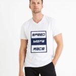 T-Shirt Pour Homme En Coton - Speed - Col V - Blanc