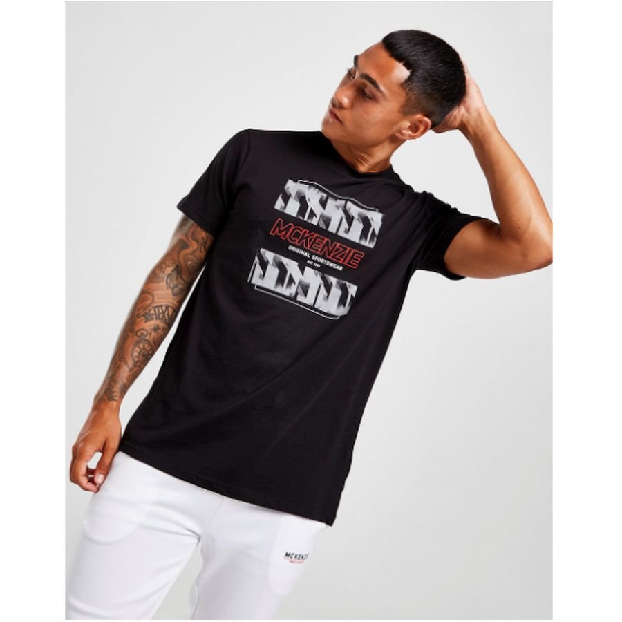 T-shirt Homme McKenzie XS, Col Rond, Manches Courtes, Colorblock Noir/blanc, Léger