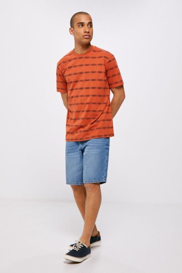 T-Shirt Springfield - 100% Coton - Imprimé AOP - Orange – Image 4