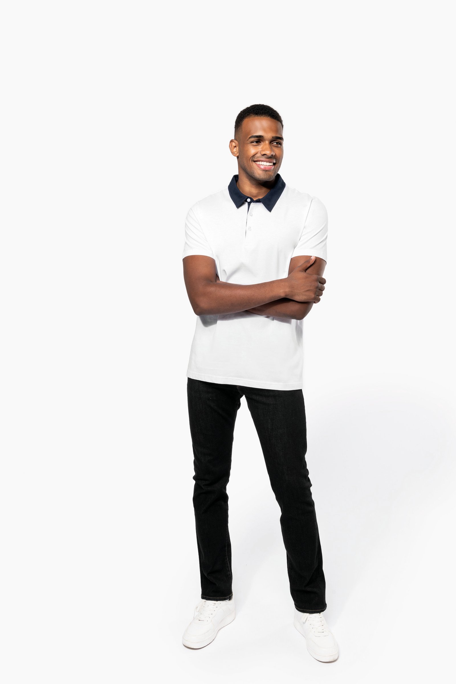 Polo Pour Homme - kariban - K260 - Blanc/Bleu Nuit – Image 3