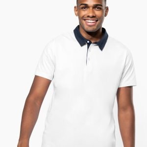 Polo Pour Homme - kariban - K260 - Blanc/Bleu Nuit