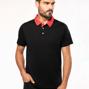 Polo Pour Homme - kariban - K260 - Noir/Rouge