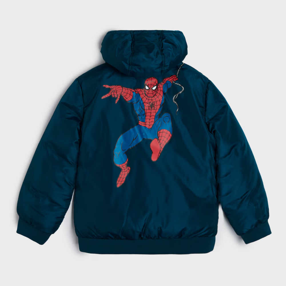 Doudoune à Capuche Spiderman Pour Garçon - Veste Matelassée Légère Et Chaude, Fermeture Zip, Broderie Spiderman Sur La Poitrine