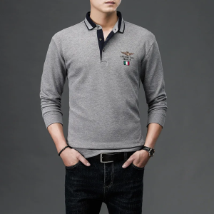 Polo Romon - Manche Longue Avec Col - Gris