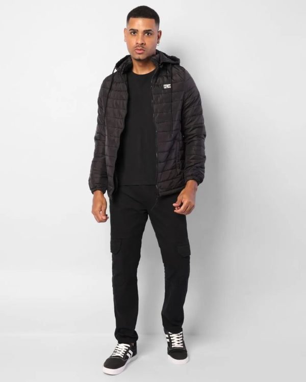 Doudoune Gangster Pour Homme - Avec Capuche Amovible - Noir – Image 2