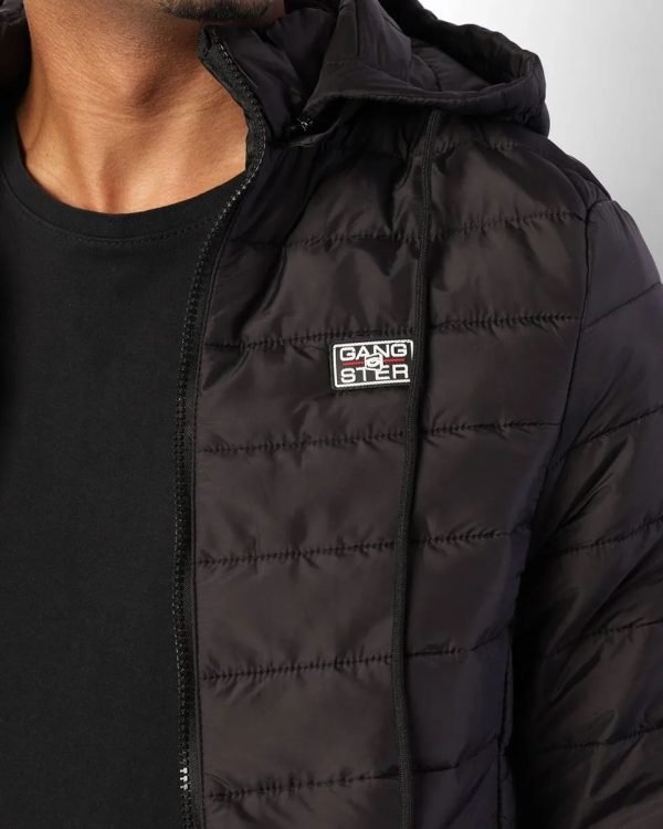 Doudoune Gangster Pour Homme - Avec Capuche Amovible - Noir – Image 4