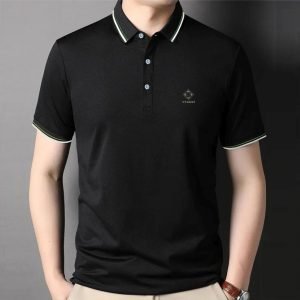 Polo Décontracté à Manches Courtes - Coupe Slim - Black Avec Trait
