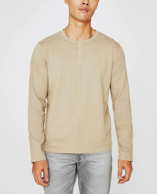 Pull Celio Dégriffé Avec Col Henley - En Coton - Beige