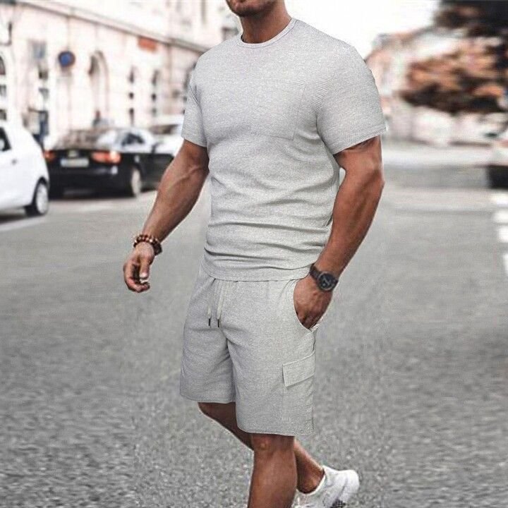 Ensemble Tshirt – Short Shein – Simple – Gris 00