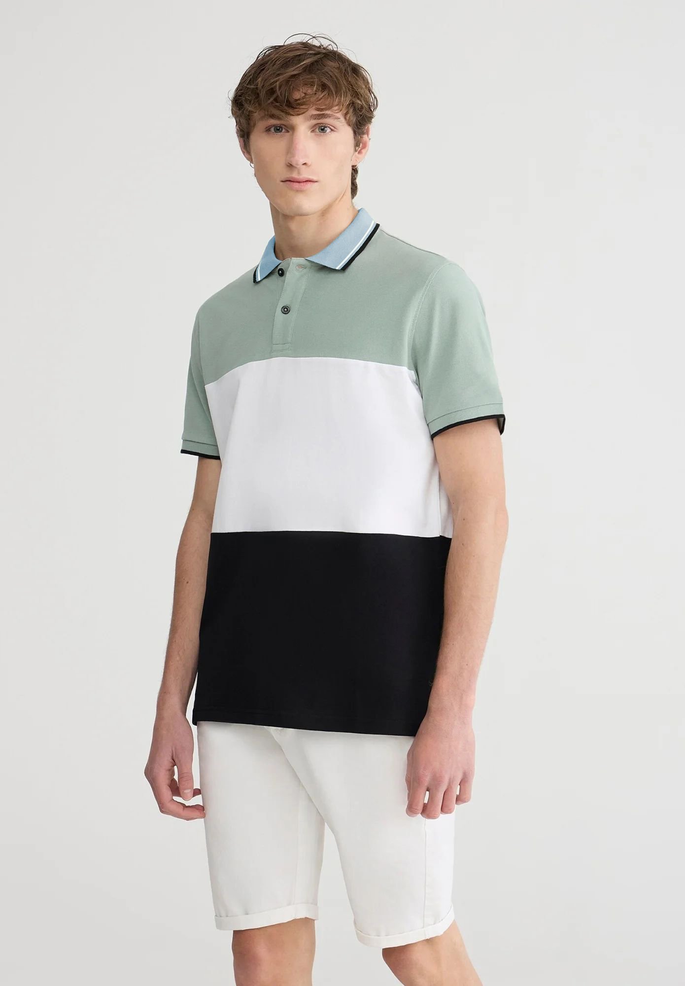 Polo Terranova Color Block – Vert bleu 0