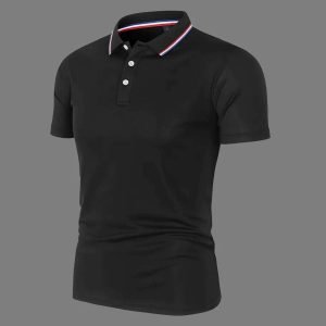 Polo Pour Homme Simple Et Uni Demi Manche - Noir