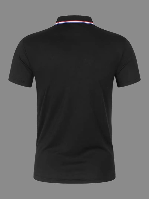 Polo Pour Homme Simple Et Uni Demi Manche - Noir – Image 7