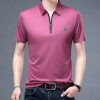 Polo Zippé Décontracté à Manches Courtes – Coupe Slim – Mauve