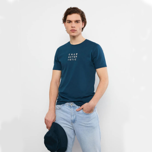 T-shirt - LC WAIKIKI - Ras du cou - imprimé - Bleu pétrole