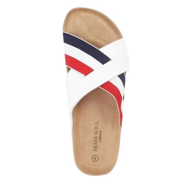 Claquette - Brave Soul - Pour Homme - Croisées À Rayures - CG579231- Blanc/Rouge – Image 4