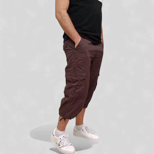 Pantacourt Cargo En Toile 3/4 Multi-Poches - CrossBy MA-04 - Gris Foncé – Image 2