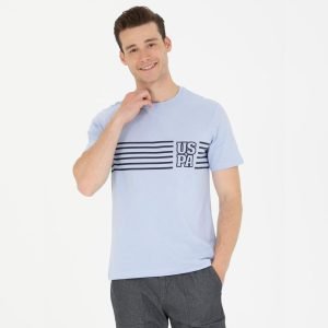 T-Shirt US Polo ASSN - Col Rond Pour Homme - Bleu Ciel