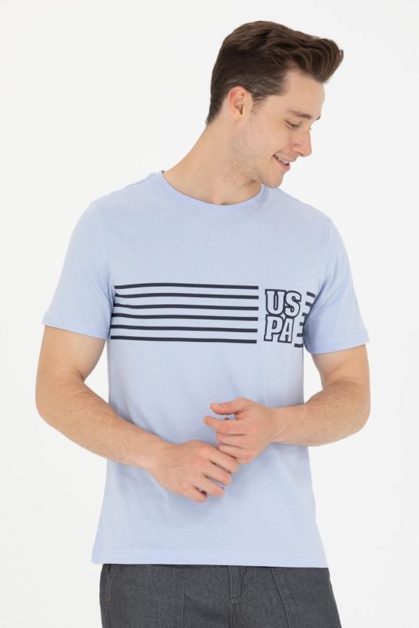 T-Shirt US Polo ASSN - Col Rond Pour Homme - Bleu Ciel – Image 3