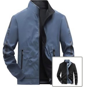 Veste Double Face - Légère et Décontractée - Col Montant - Bleu