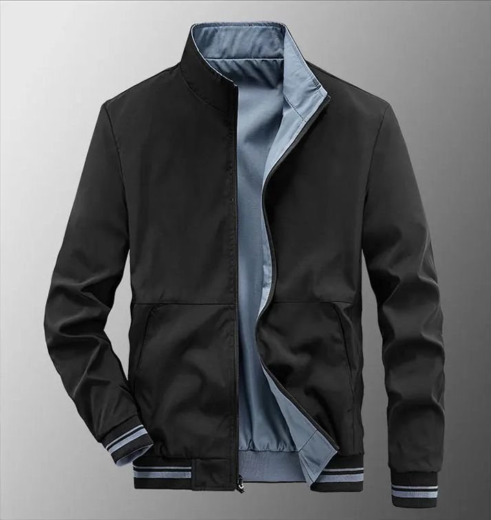 Veste Double Face - Légère et Décontractée - Col Montant - Bleu – Image 6