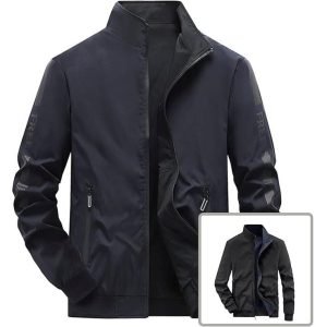 Veste Double Face - Légère et Décontractée - Col Montant - Navy