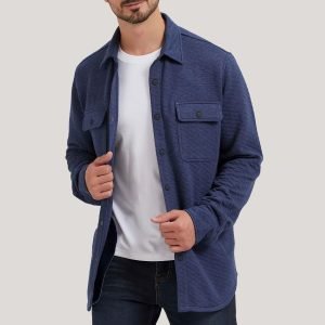 Veste-Chemise CloudVeil - En Tricot Jacquard Matelassé - Bleue